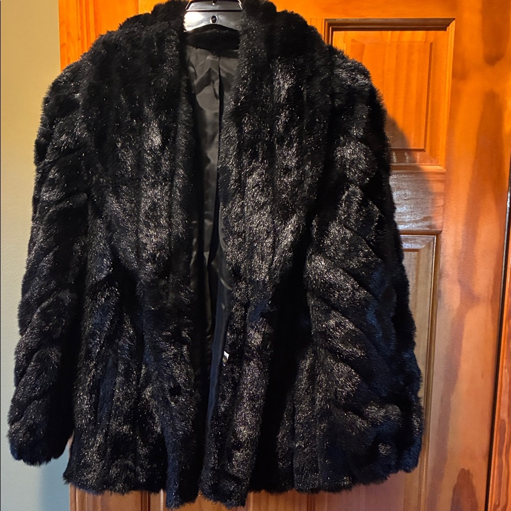 Vintage Black Faux Fur Coat